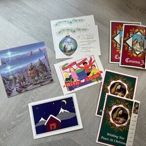 Vintage Religious Catholic Christmas Cards CRS Lot Bundle Ephemera Junk Journal